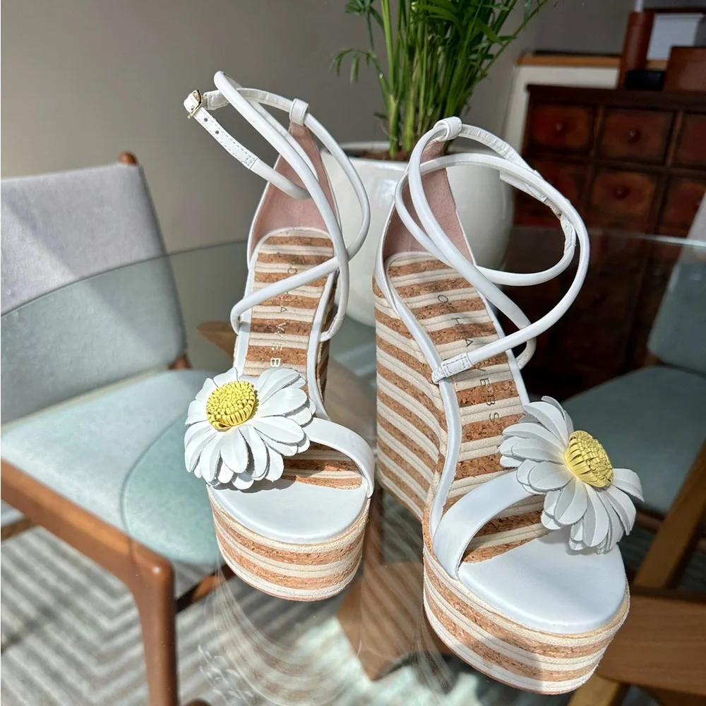 Sophia Webster Margarita 140MM Leather Cork Wedge Sandals 38 - Picture 1 of 9